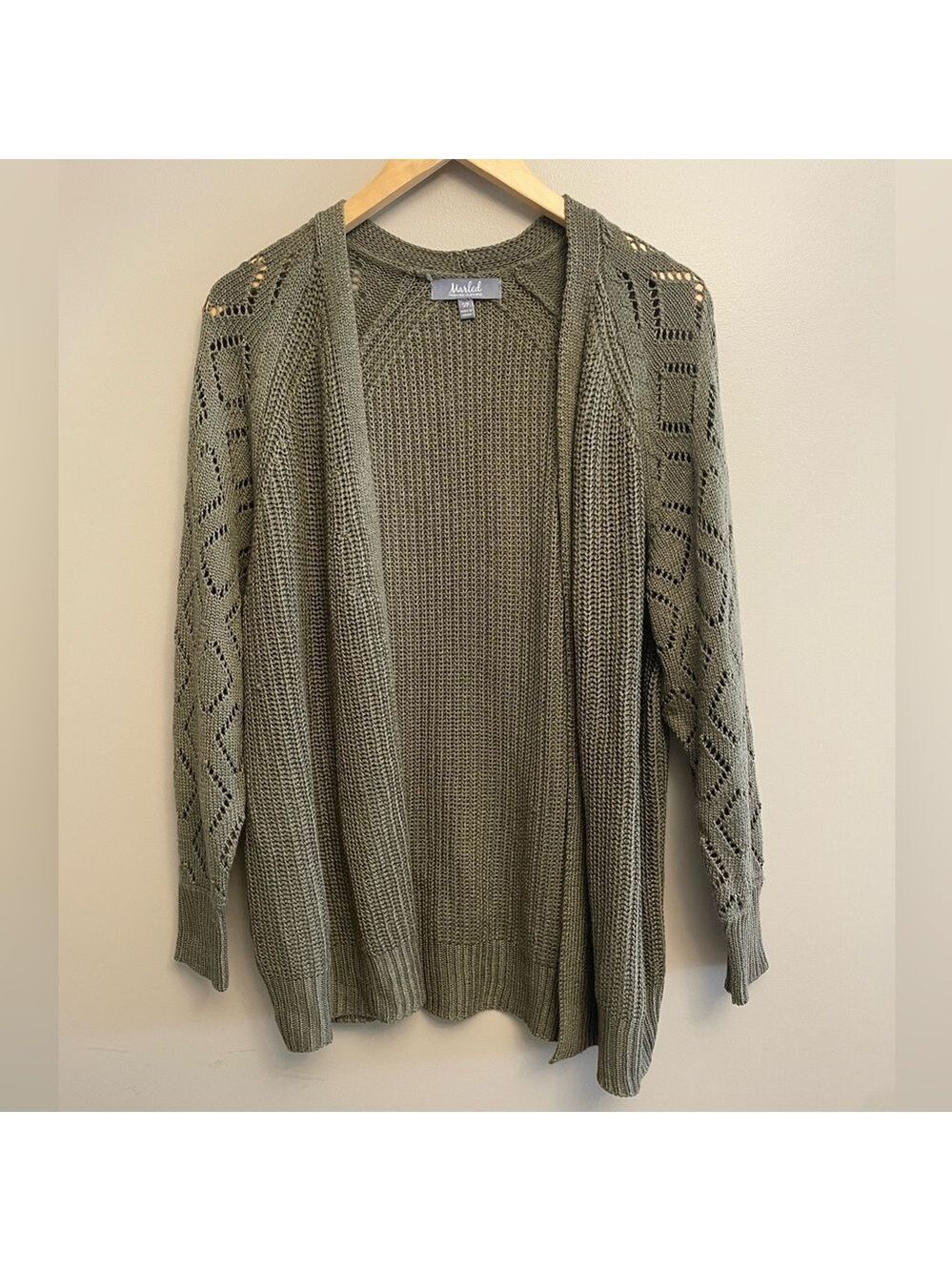 Marled Olive Knit Cardigan Small